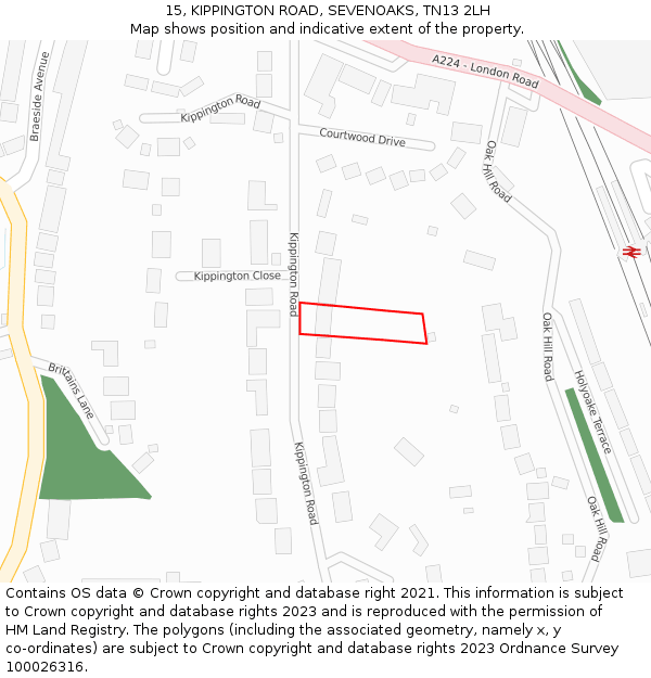 15, KIPPINGTON ROAD, SEVENOAKS, TN13 2LH: Location map and indicative extent of plot