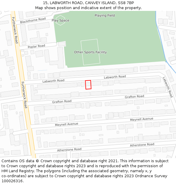 15, LABWORTH ROAD, CANVEY ISLAND, SS8 7BP: Location map and indicative extent of plot