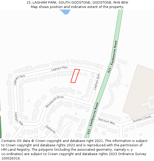 15, LAGHAM PARK, SOUTH GODSTONE, GODSTONE, RH9 8EW: Location map and indicative extent of plot