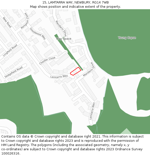 15, LAMTARRA WAY, NEWBURY, RG14 7WB: Location map and indicative extent of plot