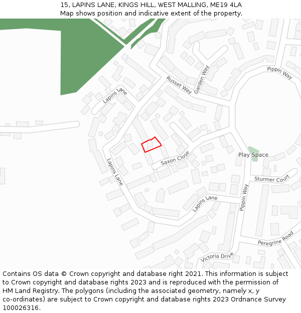 15, LAPINS LANE, KINGS HILL, WEST MALLING, ME19 4LA: Location map and indicative extent of plot