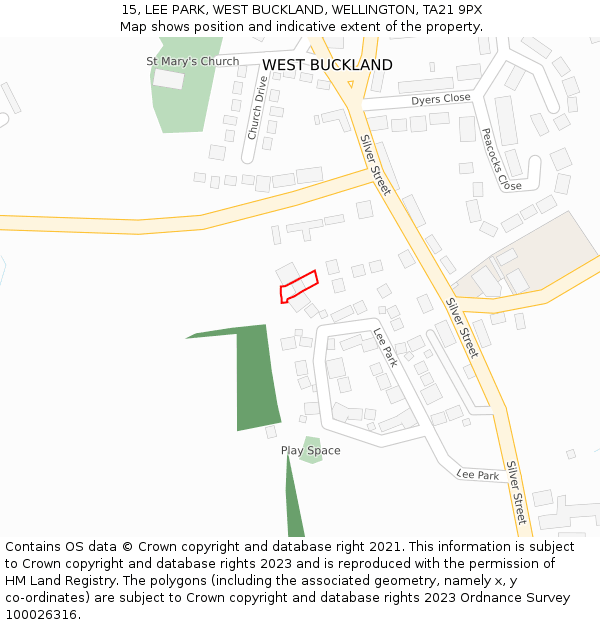 15, LEE PARK, WEST BUCKLAND, WELLINGTON, TA21 9PX: Location map and indicative extent of plot