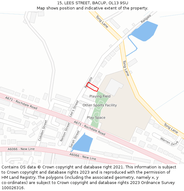 15, LEES STREET, BACUP, OL13 9SU: Location map and indicative extent of plot