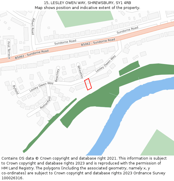 15, LESLEY OWEN WAY, SHREWSBURY, SY1 4RB: Location map and indicative extent of plot