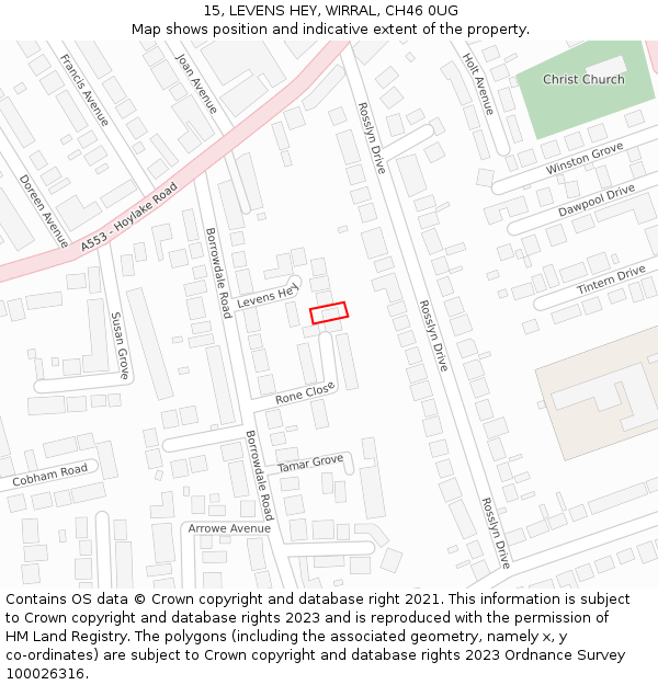 15, LEVENS HEY, WIRRAL, CH46 0UG: Location map and indicative extent of plot