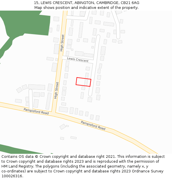 15, LEWIS CRESCENT, ABINGTON, CAMBRIDGE, CB21 6AG: Location map and indicative extent of plot