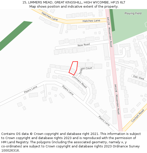 15, LIMMERS MEAD, GREAT KINGSHILL, HIGH WYCOMBE, HP15 6LT: Location map and indicative extent of plot