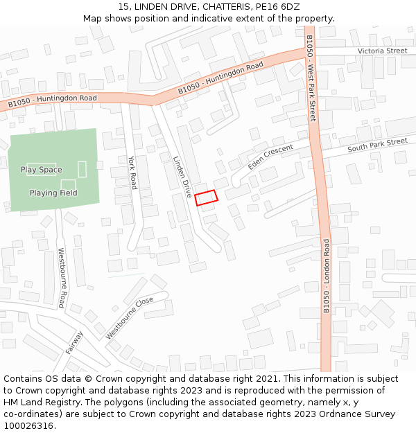 15, LINDEN DRIVE, CHATTERIS, PE16 6DZ: Location map and indicative extent of plot