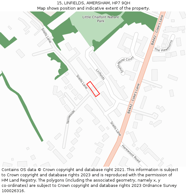 15, LINFIELDS, AMERSHAM, HP7 9QH: Location map and indicative extent of plot