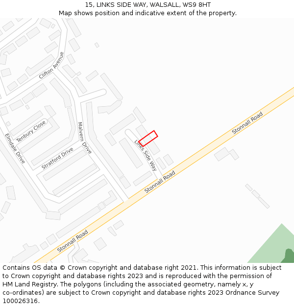 15, LINKS SIDE WAY, WALSALL, WS9 8HT: Location map and indicative extent of plot