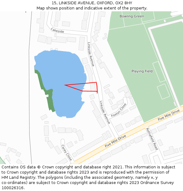 15, LINKSIDE AVENUE, OXFORD, OX2 8HY: Location map and indicative extent of plot