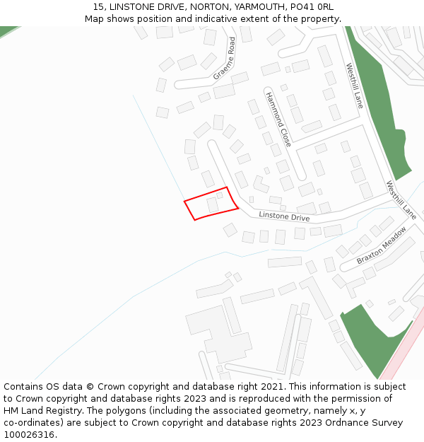 15, LINSTONE DRIVE, NORTON, YARMOUTH, PO41 0RL: Location map and indicative extent of plot