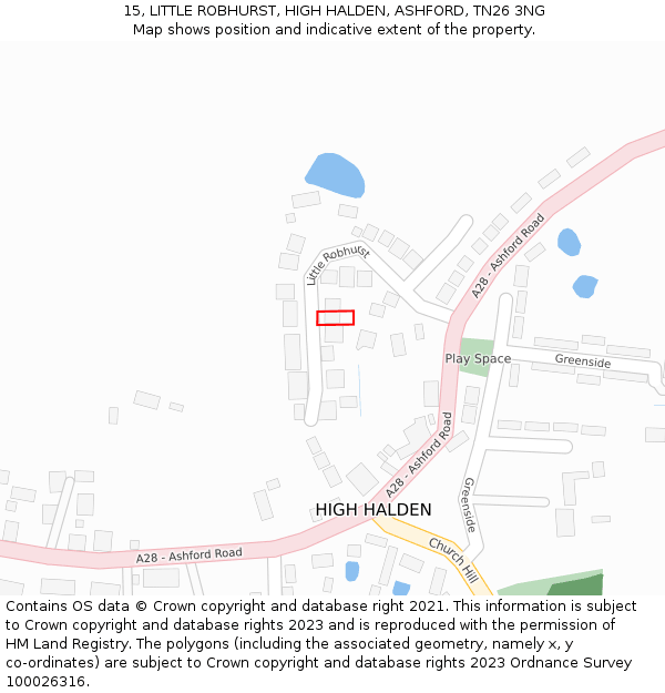 15, LITTLE ROBHURST, HIGH HALDEN, ASHFORD, TN26 3NG: Location map and indicative extent of plot