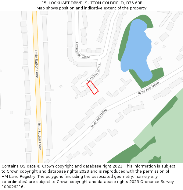 15, LOCKHART DRIVE, SUTTON COLDFIELD, B75 6RR: Location map and indicative extent of plot