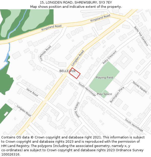 15, LONGDEN ROAD, SHREWSBURY, SY3 7EY: Location map and indicative extent of plot