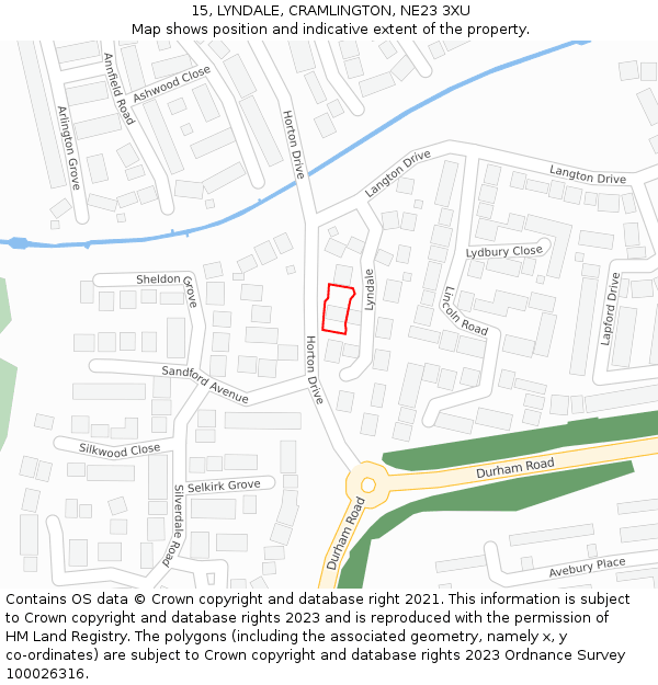 15, LYNDALE, CRAMLINGTON, NE23 3XU: Location map and indicative extent of plot