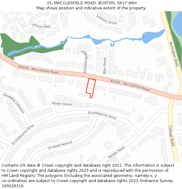 15, MACCLESFIELD ROAD, BUXTON, SK17 9AH: Location map and indicative extent of plot