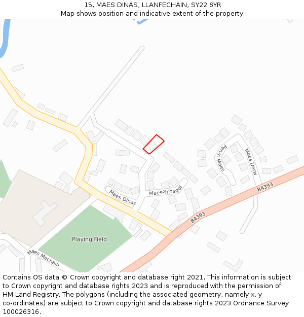 15, MAES DINAS, LLANFECHAIN, SY22 6YR: Location map and indicative extent of plot