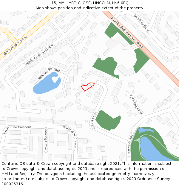 15, MALLARD CLOSE, LINCOLN, LN6 0RQ: Location map and indicative extent of plot