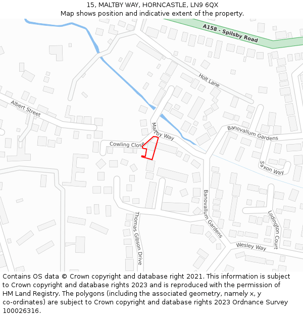 15, MALTBY WAY, HORNCASTLE, LN9 6QX: Location map and indicative extent of plot