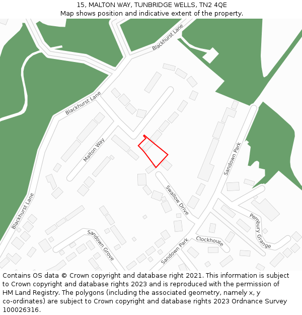 15, MALTON WAY, TUNBRIDGE WELLS, TN2 4QE: Location map and indicative extent of plot