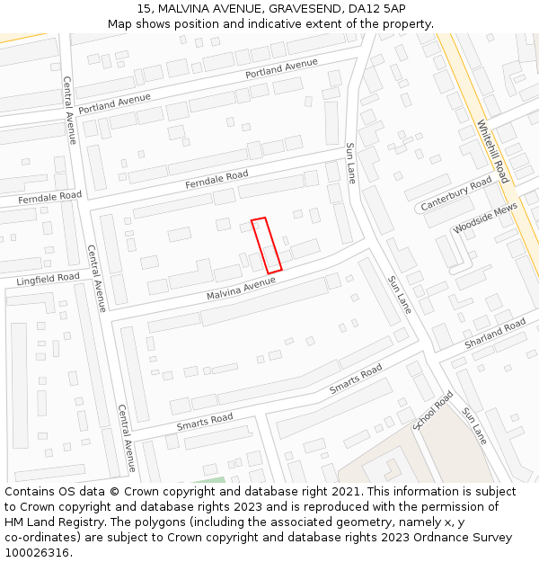15, MALVINA AVENUE, GRAVESEND, DA12 5AP: Location map and indicative extent of plot