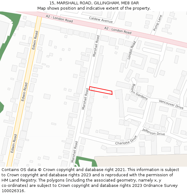 15, MARSHALL ROAD, GILLINGHAM, ME8 0AR: Location map and indicative extent of plot