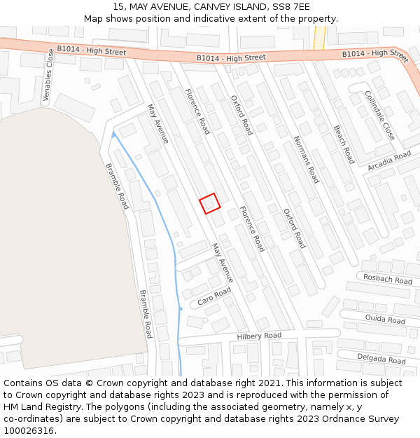 15, MAY AVENUE, CANVEY ISLAND, SS8 7EE: Location map and indicative extent of plot