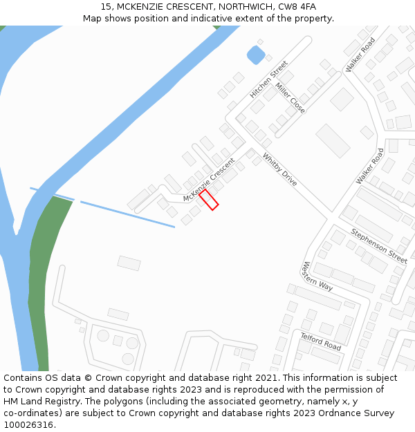 15, MCKENZIE CRESCENT, NORTHWICH, CW8 4FA: Location map and indicative extent of plot