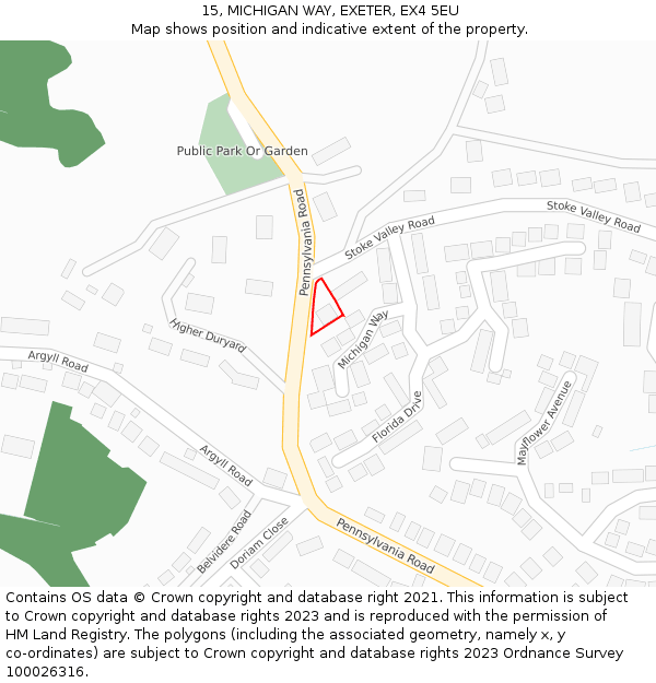 15, MICHIGAN WAY, EXETER, EX4 5EU: Location map and indicative extent of plot