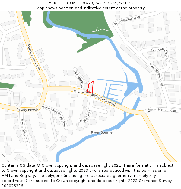 15, MILFORD MILL ROAD, SALISBURY, SP1 2RT: Location map and indicative extent of plot