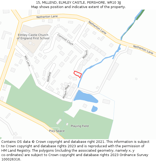 15, MILLEND, ELMLEY CASTLE, PERSHORE, WR10 3JJ: Location map and indicative extent of plot