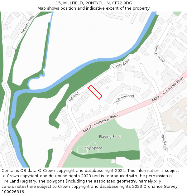 15, MILLFIELD, PONTYCLUN, CF72 9DG: Location map and indicative extent of plot