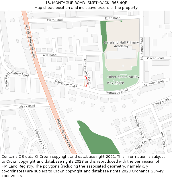 15, MONTAGUE ROAD, SMETHWICK, B66 4QB: Location map and indicative extent of plot