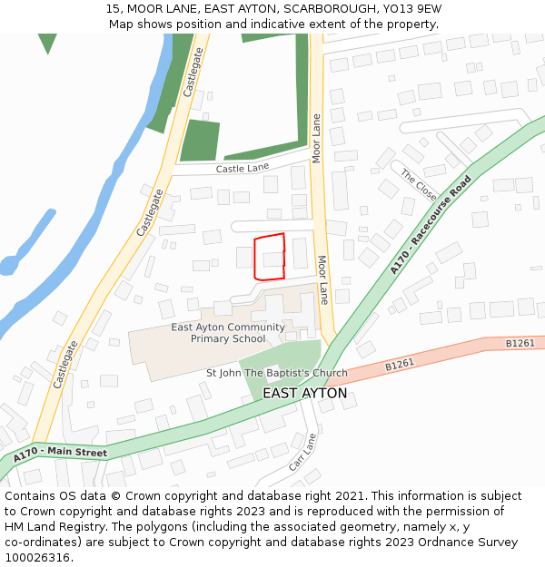 15, MOOR LANE, EAST AYTON, SCARBOROUGH, YO13 9EW: Location map and indicative extent of plot