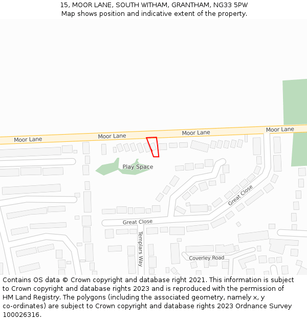 15, MOOR LANE, SOUTH WITHAM, GRANTHAM, NG33 5PW: Location map and indicative extent of plot