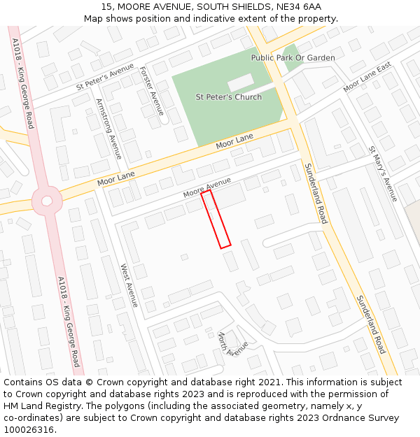 15, MOORE AVENUE, SOUTH SHIELDS, NE34 6AA: Location map and indicative extent of plot