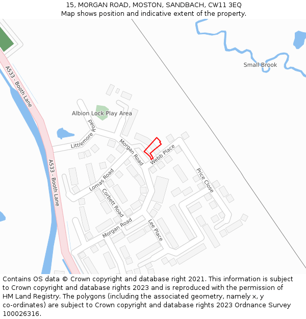 15, MORGAN ROAD, MOSTON, SANDBACH, CW11 3EQ: Location map and indicative extent of plot