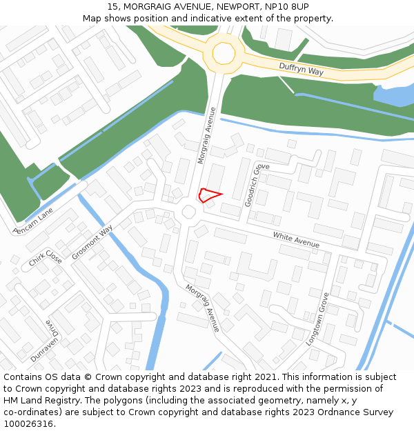15, MORGRAIG AVENUE, NEWPORT, NP10 8UP: Location map and indicative extent of plot