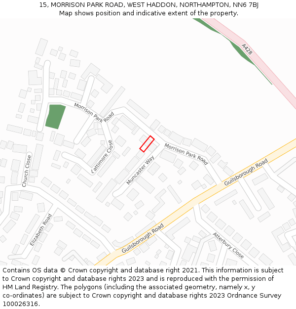 15, MORRISON PARK ROAD, WEST HADDON, NORTHAMPTON, NN6 7BJ: Location map and indicative extent of plot