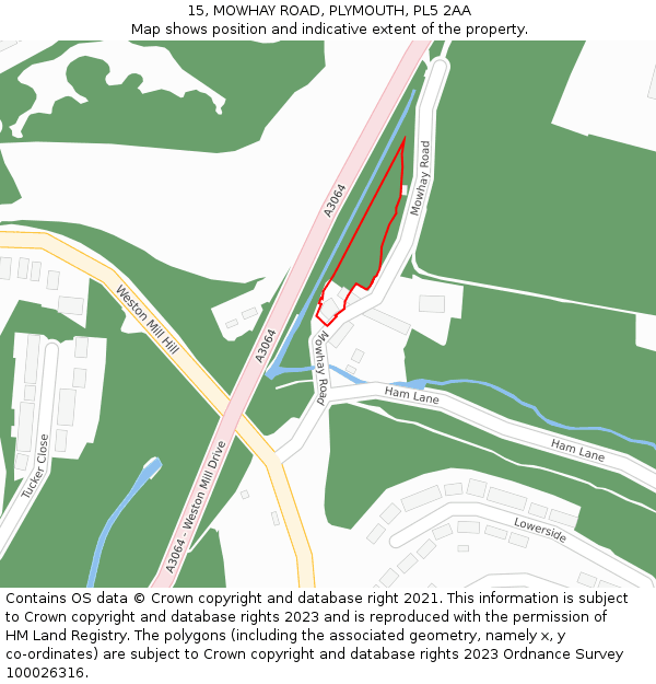 15, MOWHAY ROAD, PLYMOUTH, PL5 2AA: Location map and indicative extent of plot