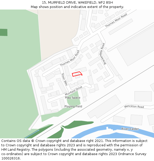 15, MUIRFIELD DRIVE, WAKEFIELD, WF2 8SH: Location map and indicative extent of plot