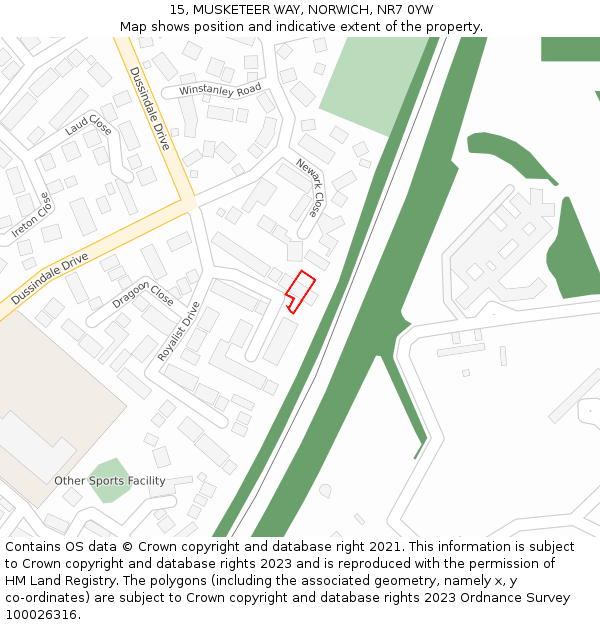 15, MUSKETEER WAY, NORWICH, NR7 0YW: Location map and indicative extent of plot