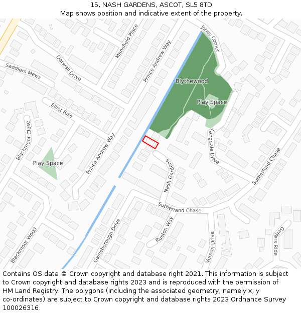 15, NASH GARDENS, ASCOT, SL5 8TD: Location map and indicative extent of plot