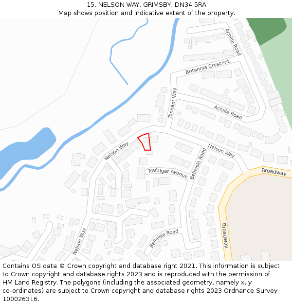 15, NELSON WAY, GRIMSBY, DN34 5RA: Location map and indicative extent of plot