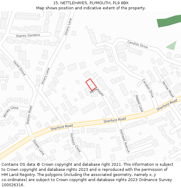 15, NETTLEHAYES, PLYMOUTH, PL9 8BX: Location map and indicative extent of plot