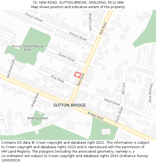 15, NEW ROAD, SUTTON BRIDGE, SPALDING, PE12 9RA: Location map and indicative extent of plot