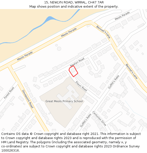 15, NEWLYN ROAD, WIRRAL, CH47 7AR: Location map and indicative extent of plot