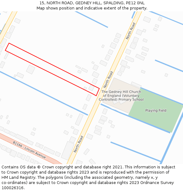 15, NORTH ROAD, GEDNEY HILL, SPALDING, PE12 0NL: Location map and indicative extent of plot