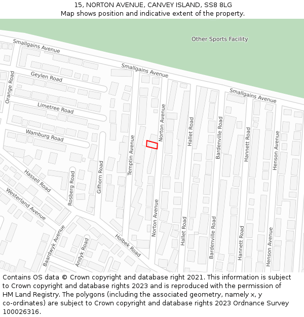 15, NORTON AVENUE, CANVEY ISLAND, SS8 8LG: Location map and indicative extent of plot